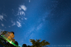 天の川を下る流星