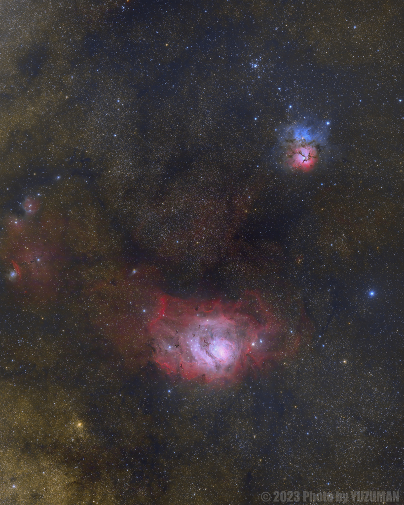 梅雨の合間の干潟星雲と三裂星雲