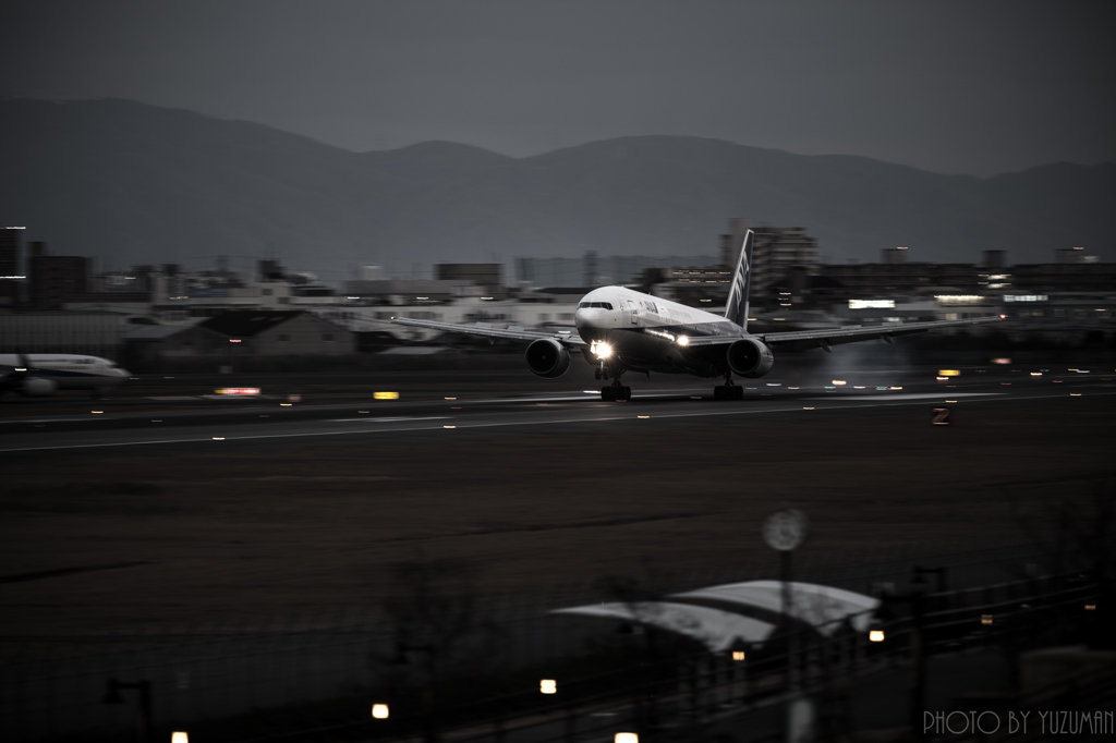 夕暮れ時のTouch down