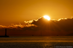 明石大橋と日の出