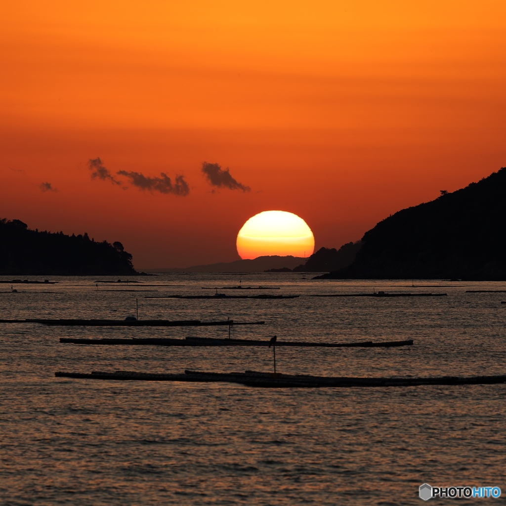 室津港に沈む夕日