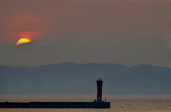 夕景の海