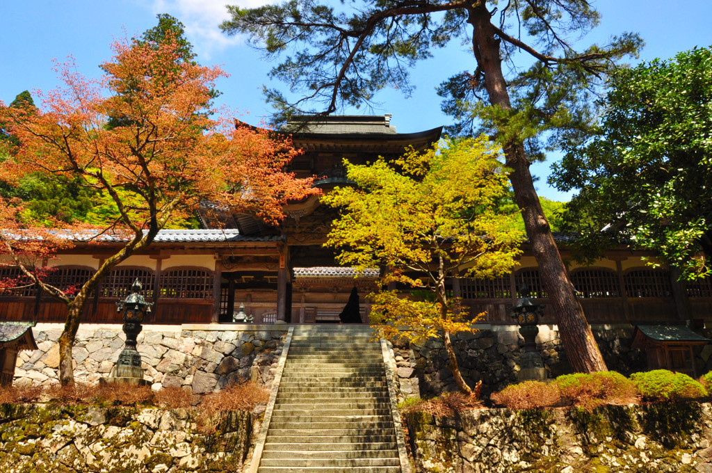 永平寺　回廊を歩く僧侶