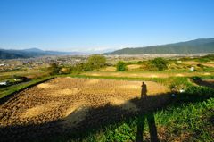 姥捨山から見た善光寺平