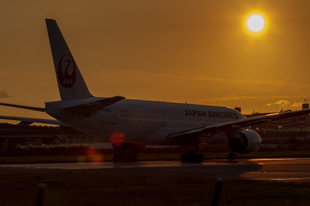 夕日と
