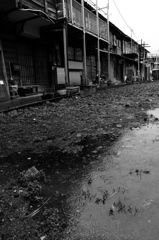 雨の日の上古町の空き地