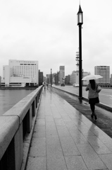 雨の日の万代橋