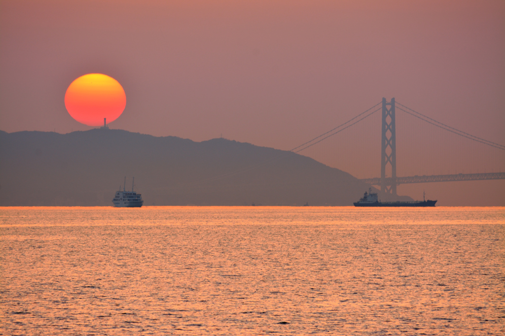 淡路島に沈む夕日