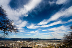 冬空と大井川