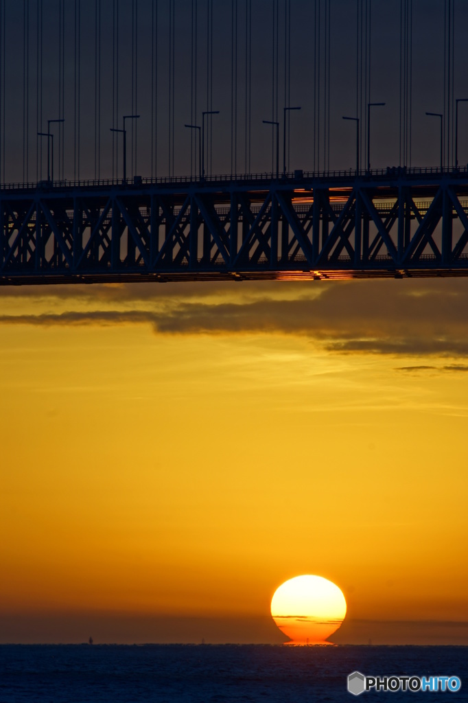 橋の下のだるま夕陽