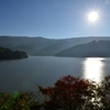 朝日の井川湖