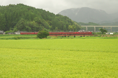 大雨の中の特急ゆふ