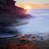 silky sea at sunset