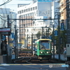 意外にくねくねしている都電の線路（横にくねくね）