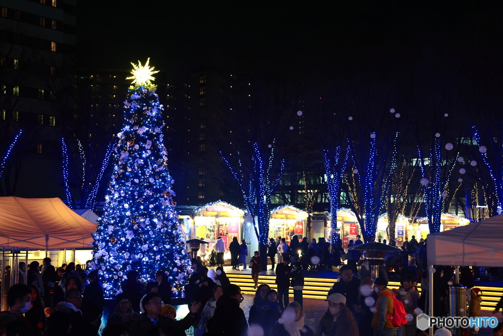 クリスマスツリーとシャボン玉