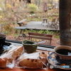 ピーナッツバターのパンとナッツとクランベリーのパン，コーヒー２つ