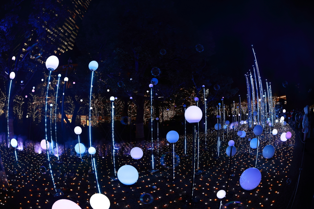 夜のシャボン玉