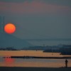 須磨海岸夕日