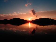 いつもの公園でいつもの夕日