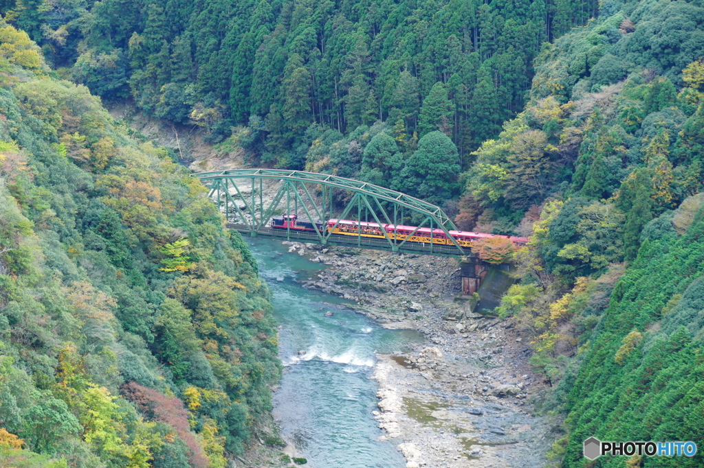 トロッコ電車と保津峡