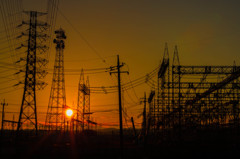 Silhouette of a substation