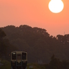 夕日に向かって