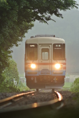 雨降る中を