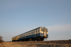 朝日を浴びる２両