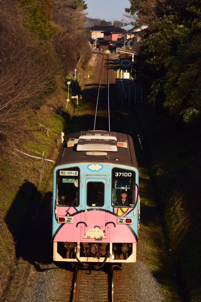 切り通しを行く