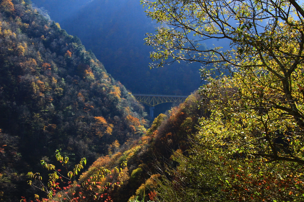 橋（雁坂橋）と紅葉