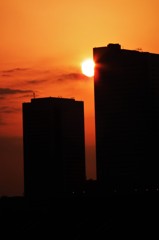 夕日に掛かる