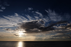荒雲添えて夕日