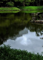 堤と池の空