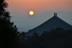 東大寺の夕日ー２