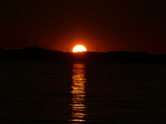 霞ヶ浦にて夕日