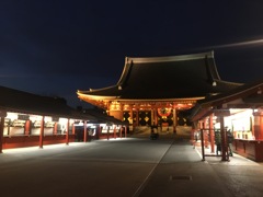 浅草雷門 浅草寺 人が少ない2月末 夕方6時