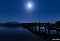 月夜の津軽富士見湖