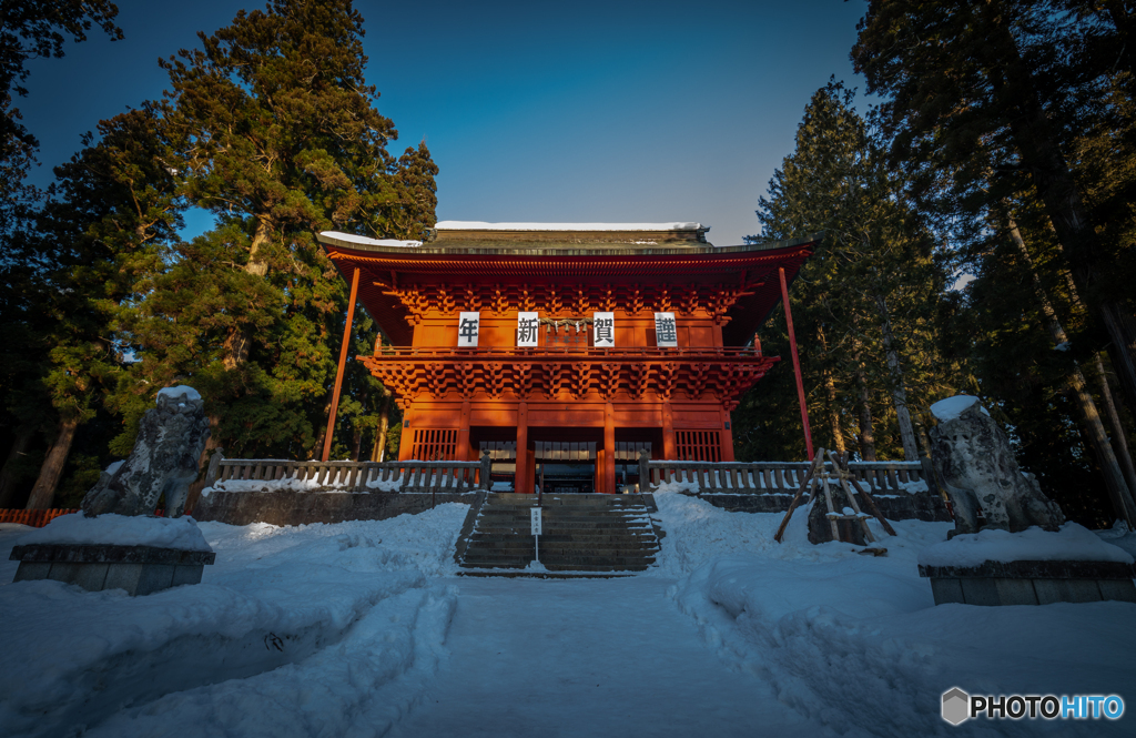 朝の岩木山神社