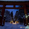 夜明け前の岩木山神社にて