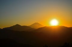 富士山と夕日