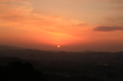 1月2日、最初ヶ峰からの夕陽。