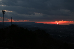 12月30日、最初ヶ峰からの夕陽。