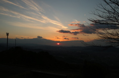 12月15日、最初ヶ峰からの夕陽。
