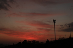 1月2日、最初ヶ峰からの夕焼け。