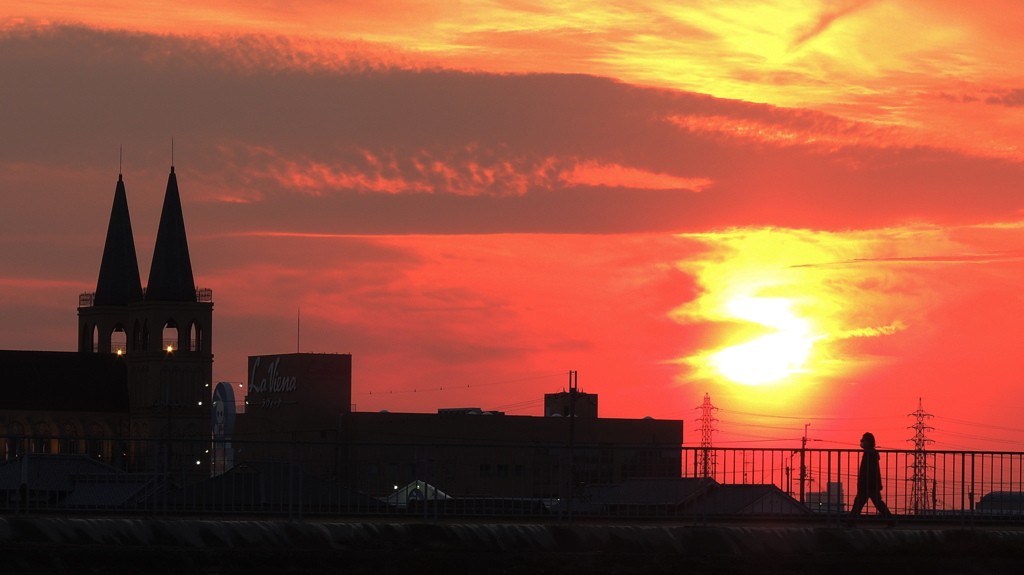 仕事帰りの夕景