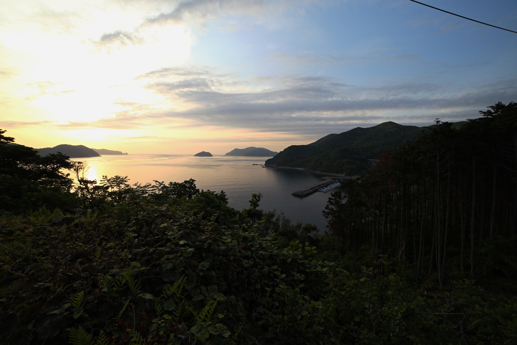 漁村の夕焼け