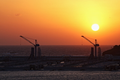 国家石油備蓄基地背後の夕陽Ⅲ