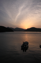 国道沿いの夕陽