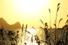 島の夕陽