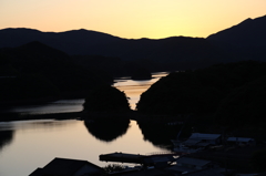 入り江の夕焼け